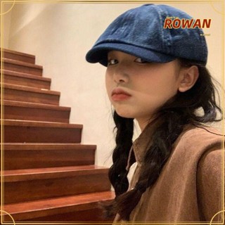 Rowans หมวกเบเร่ต์ หมวกคาวบอย ระบายอากาศ ทรงแปดเหลี่ยม สีพื้น สไตล์วินเทจ สําหรับผู้หญิง