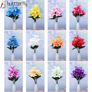 Buttterfly ช่อดอกลิลลี่ประดิษฐ์ 10 ดอก คุณภาพสูง DIY อุปกรณ์เสริม สําหรับตกแต่งบ้าน