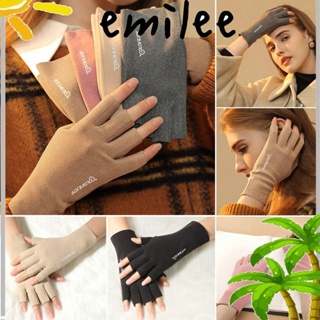 Emilee ถุงมือ แบบครึ่งนิ้ว สีพื้น หน้าจอสัมผัส กํามะหยี่ เยอรมัน สําหรับขับขี่