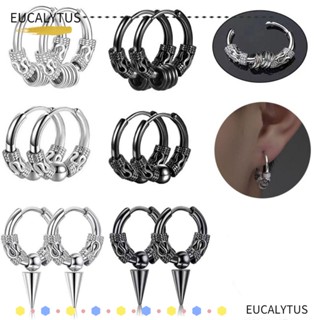 Eutus ต่างหูห่วง สเตนเลส สไตล์พังก์ ฮิปฮอป โกธิค คลาสสิก น้ําหนักเบา เครื่องประดับ สําหรับผู้หญิง 6 ชิ้น