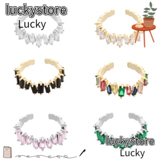 Lucky แหวนแต่งงาน ประดับพลอยเทียม สีรุ้ง