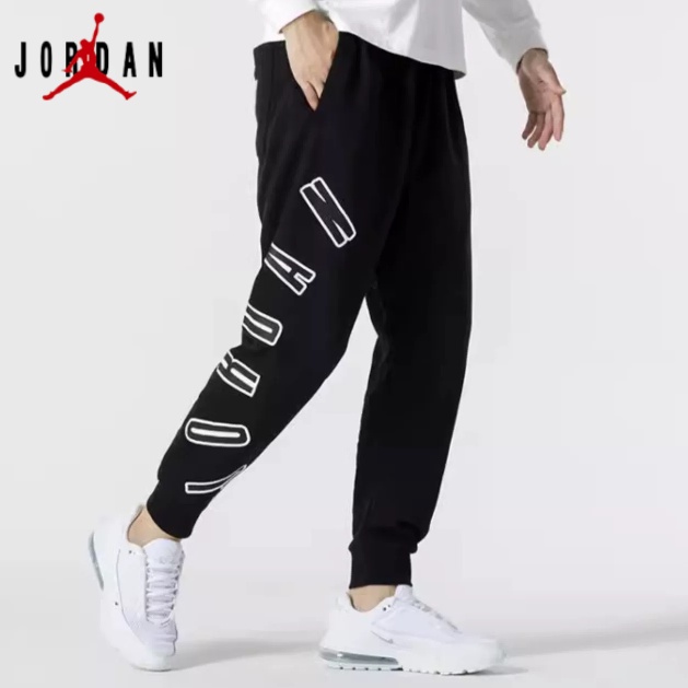 คลังสินค้าพร้อม ของแท้ 100% Air Jordan พิมพ์โลโก้ Drawstring ร้อยการฝึกอบรมกางเกงผู้ชายกรีฑาลําลองถั