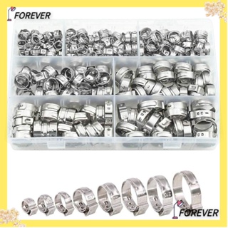 Forever แคลมป์หนีบท่อ สเตนเลส 304 หูเดี่ยว 6-29 มม. 1/4 นิ้ว - 1-1/8 นิ้ว 10 ขนาด 130 ชิ้น