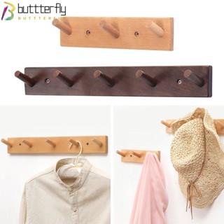 Buttterfly ตะขอไม้แขวนเสื้อโค้ท 3/5 ตะขอ ติดผนัง สไตล์โมเดิร์น สําหรับแขวนเสื้อผ้า หมวก กระเป๋าถือ