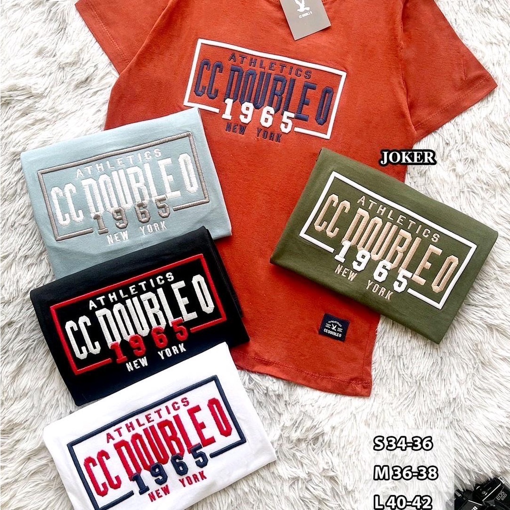 เสื้อยืดแขนสั้น งานปัก&งานป้าย CC-OO ผ้าคอตตอน ทรงตรงใส่ได้ทั้งชาย/หญิง{(SMLXL) No. 84}