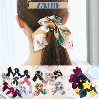 Zaijie24 โบว์ ชีฟอง สีพื้น ยืดหยุ่น ที่คาดผม อุปกรณ์เสริมผม Scrunchies