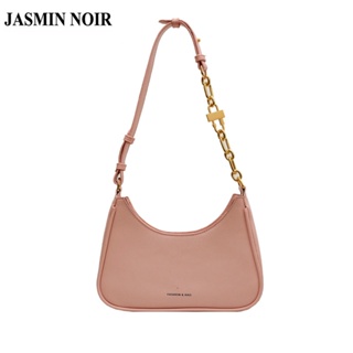 Jasmin NOIR กระเป๋าสะพายไหล่ กระเป๋าถือ หนัง PU ขนาดเล็ก แต่งสายโซ่คล้อง สําหรับสตรี