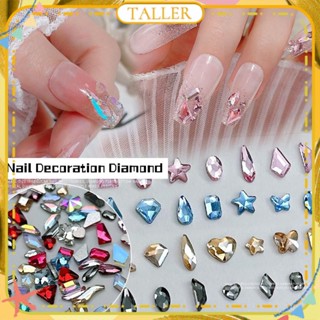 ✧Ready Stcok 100pcs Nail Art Mini Irregular Drill Jewelry Glitter Crystal Flat Ice Transparent Diamond Nail Art For Nail Shop TALLER