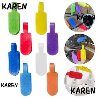 Karen 10 ชิ้น ตัวป้องกันสายไฟ ไนลอน อุปกรณ์ไฟฟ้า บ้าน ที่เก็บสายไฟ ฉลาก