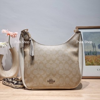 กระเป๋าสะพายสีขาว C9191 JULES HOBO IN SIGNATURE CANVAS 007