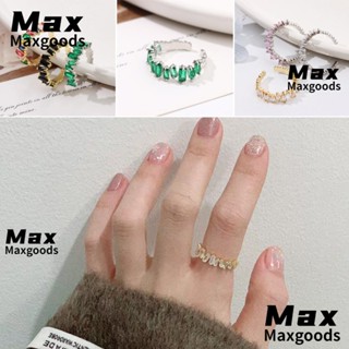 Maxg แหวนหมั้น สีรุ้ง เปิดพลอยเทียม สําหรับผู้หญิง