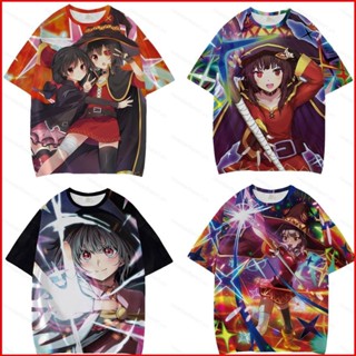 Ere1 KonoSuba: เสื้อยืดแขนสั้น พิมพ์ลายอนิเมะ Megumin An Explosion on This Wonderful World สําหรับผู้หญิง