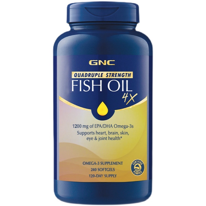 GNC Quadruple Omega 3 Fish Oil 4X 1200mg EPA / DHA 60/120/240 softgels สี่ครั้งโอเมก้า 3 น้ำมันปลา