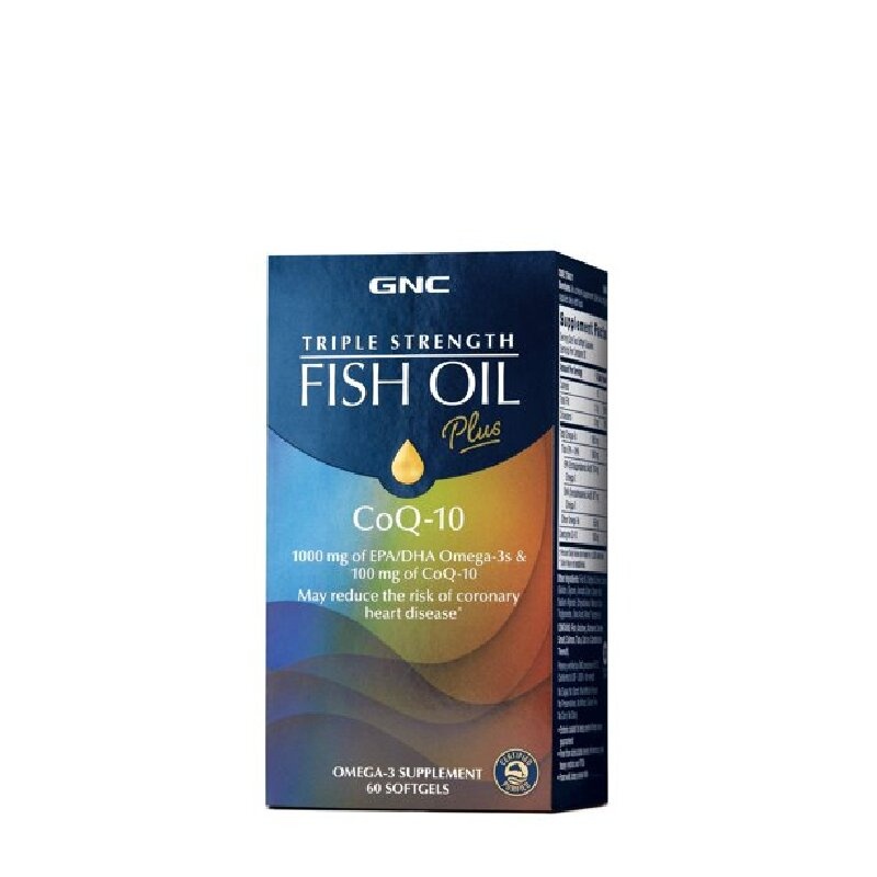 GNC Triple Strength Fish Oil Plus CoQ-10 | 1000 mg of EPA/DHA Omega-3 น้ำมันปลาสามเท่า โคเอนไซม์คิว 10
