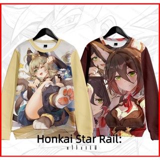 Ere1 เสื้อกันหนาวแขนยาว มีฮู้ด ลายคอสเพลย์อนิเมะ Tingyun Kirara Genshin Impact 3D โอเวอร์ไซซ์ แฟชั่น สําหรับทุกเพศ