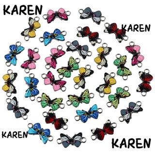 Karen จี้รูปผีเสื้อ อัลลอย ขนาด 24*13 มม. 6 สี สําหรับทําสร้อยคอ DIY 30 ชิ้น