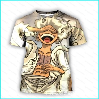 Star3 เสื้อยืดแขนสั้นลําลอง พิมพ์ลายอนิเมะ One Piece Luffy Gear 5th Sun God Nika 3D พลัสไซซ์ สําหรับผู้ชาย และผู้หญิง