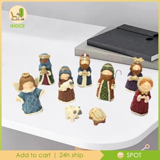 [Ihoce] ฟิกเกอร์ รูปปั้นครอบครัว mas Brith of Figurine Manger mas Holy สําหรับตกแต่งบ้าน 10 ชิ้น