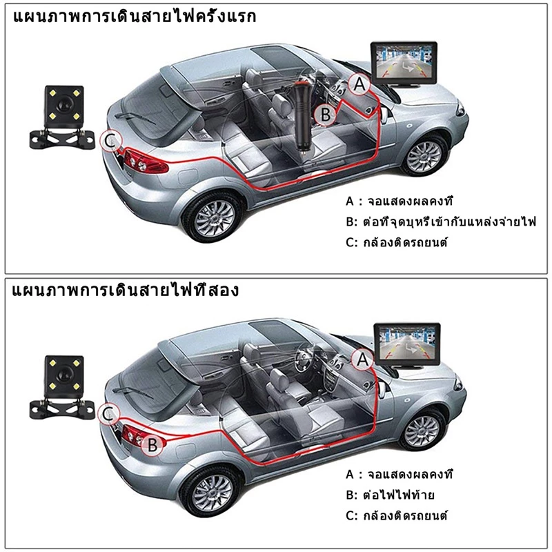 กล้องติดรถยนต์ จอแสดงผล LCD ขนาด 4.3 นิ้ว สำหรับติดรถยนต์ จอมองหลังรถยนต์ 4.3 นิ้ว +170°มุมกว้าง กล้องถอยหลังติดรถยนต์ thumbnail 9