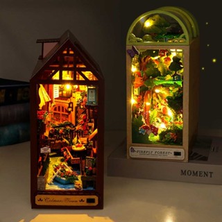 Light UP Rolife LED Book Nook Set -3D Adult Wooden Puzzle - Bookshelf Insert Den