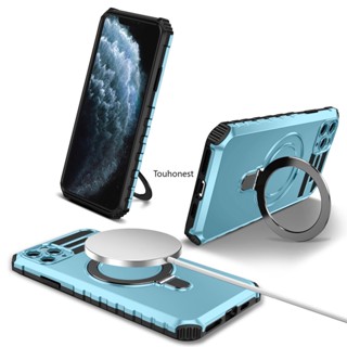 เคส For Apple เคสไอโฟน iPhone 11 Pro Max เคส iphone 12 pro max Casing iphone 15 Plus Case Shockproof Full Protect Stand Magnetic Wireless Charging Phone Cover Cassing Cases Cases โทรศัพท์มือถือ แบบแม่เหล็ก ป้องกันกระแทก สําหรับ