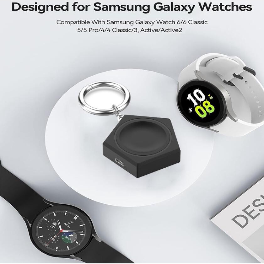 พวงกุญแจแท่นชาร์จไร้สาย แบบพกพา สําหรับ Samsung Galaxy watch 6 Classic 5 4 Active 2 Smart watch Charger Base 1000Mah
