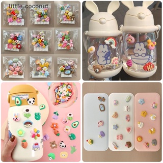 [little.coconut] สติกเกอร์เรซิ่น PVC ลายการ์ตูนแก้วน้ํา 3D สําหรับติดตกแต่งตู้เย็น DIY 10 ชิ้น