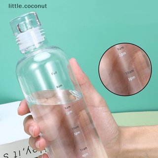 [little.coconut] ขวดน้ําพลาสติกใส กันรั่วซึม ขนาดใหญ่ สร้างสรรค์ พร้อมสเกลบอกเวลา สําหรับปีนเขา ท่องเที่ยว