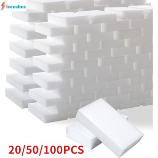 100pcs White Magic Sponge Eraser Kitchen Cleaning เมลามีนสีขาวซักผ้า ICECUBE