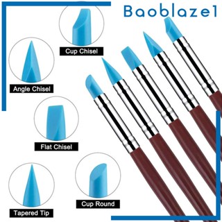 [Baoblaze1] เครื่องมือแกะสลักดินเผา ซิลิโคน สําหรับทํางานหัตถกรรม เค้ก เครื่องปั้นดินเผา 5 ชิ้น