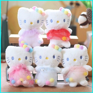 สุ่มสี Sanrio Hello Kitty ตุ๊กตาของขวัญสําหรับเด็กผู้หญิง กระเป๋าจี้ Tulle กระโปรงยัดไส้ของเล่นสําหรับเด็ก