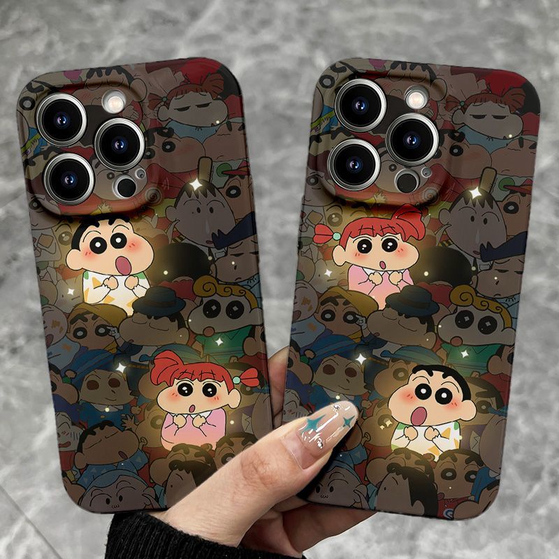 เคสโทรศัพท์มือถือแบบแข็ง ลายการ์ตูนชินจัง เรืองแสง สําหรับ Iphone 14 13 12 11promax 7 8p XR