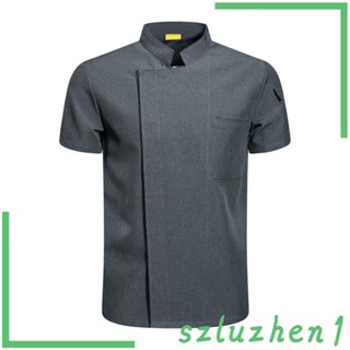 [Szluzhen1] เสื้อแจ็กเก็ตเชฟ แขนสั้น เหมาะกับใส่ทํางาน ทําอาหาร สําหรับผู้ชาย และผู้หญิง