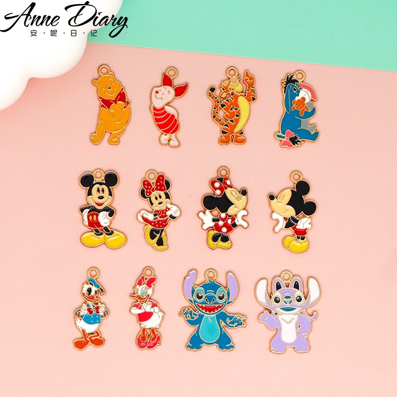 2 ชิ้น/ล็อตการ์ตูน Disney Alloy เคลือบจี้ DIY เครื่องประดับเคลือบโลหะผสมเคลือบจี้อุปกรณ์เสริม Charms สําหรับผู้หญิง, Key Chain/ต่างหู/สร้อยคอจี้ทําด้วยมือ DIY เครื่องประดับ --037