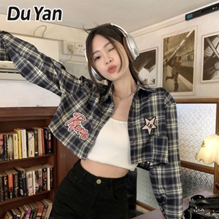 Du Yan เสื้อเชิ้ต ลายสก๊อต ทรงหลวม สไตล์ฝรั่งเศส เรโทร หวานแหวว แฟชั่นฤดูร้อน สําหรับผู้หญิง