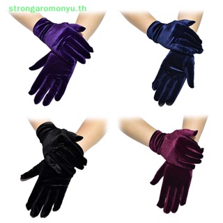 Strongaromonyu ถุงมือผ้ากํามะหยี่ ยาวถึงข้อมือ สําหรับปาร์ตี้ฮาโลวีน คริสต์มาส 1 คู่