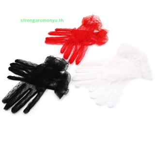 Strongaromonyu ถุงมือสั้น ผ้าลูกไม้ เซ็กซี่ สําหรับเจ้าสาว งานแต่งงาน งานราตรี 1 คู่
