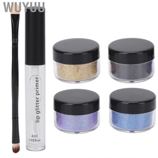 Wuyuu Lip Makeup Sequins  4 Kinds Of Colors Cosmetics Glitter Kit Charming with Brush for Daily Use