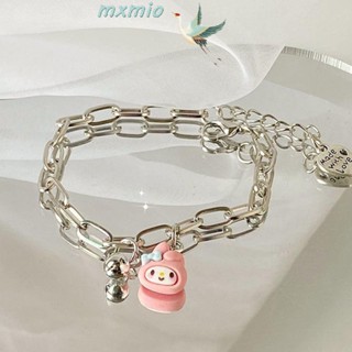 Mxmio สร้อยข้อมือ จี้กระดิ่ง Cinnamoroll สไตล์เกาหลี สีแคนดี้ สําหรับผู้หญิง และคู่รัก