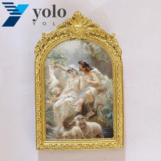 Yolo กรอบรูปเรซิ่น สีทอง สไตล์เรโทร สําหรับแขวนตกแต่งผนัง