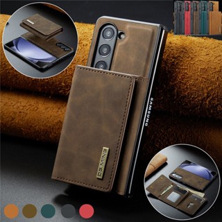 เคสหนัง ฝาพับแม่เหล็ก พร้อมช่องใส่บัตร ถอดออกได้ สําหรับ Samsung Galaxy Z Fold 5 4 3 5G