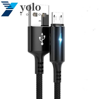 Yolo อะแดปเตอร์สายชาร์จ Micro USB LED สําหรับโทรศัพท์มือถือ Android