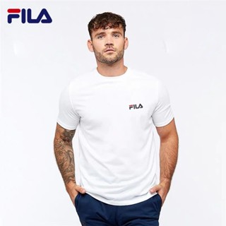 Fila เสื้อยืดแขนสั้น ผ้าฝ้ายถัก 100% ใส่สบาย สไตล์คลาสสิก สําหรับผู้ชาย