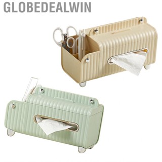 Globedealwin Multifunctional Tissue Paper Box Desktop Rectangular Napkin Dispenser Holder with Stationery Phone Stand