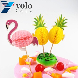 Yolo ป้ายปักหน้าเค้ก รูปฟลามิงโก้เขตร้อน สําหรับตกแต่งเค้ก งานแต่งงาน