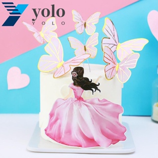 Yolo ป้ายท็อปเปอร์ รูปเค้ก คัพเค้ก ขนมหวาน วันเกิดแม่ วันแม่ สีทอง สีชมพู สําหรับตกแต่ง