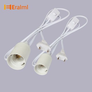 Eralml E27 ที่วางโคมไฟ แบบแขวน พร้อมสายไฟ 1.8 เมตร และสวิตช์เปิด ปิด ปลั๊ก EU (สีขาว)