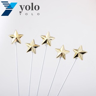 Yolo ท็อปเปอร์พลาสติก รูปดาวห้าแฉก สีทอง สําหรับอาบน้ําเด็ก ขนมหวาน DIY