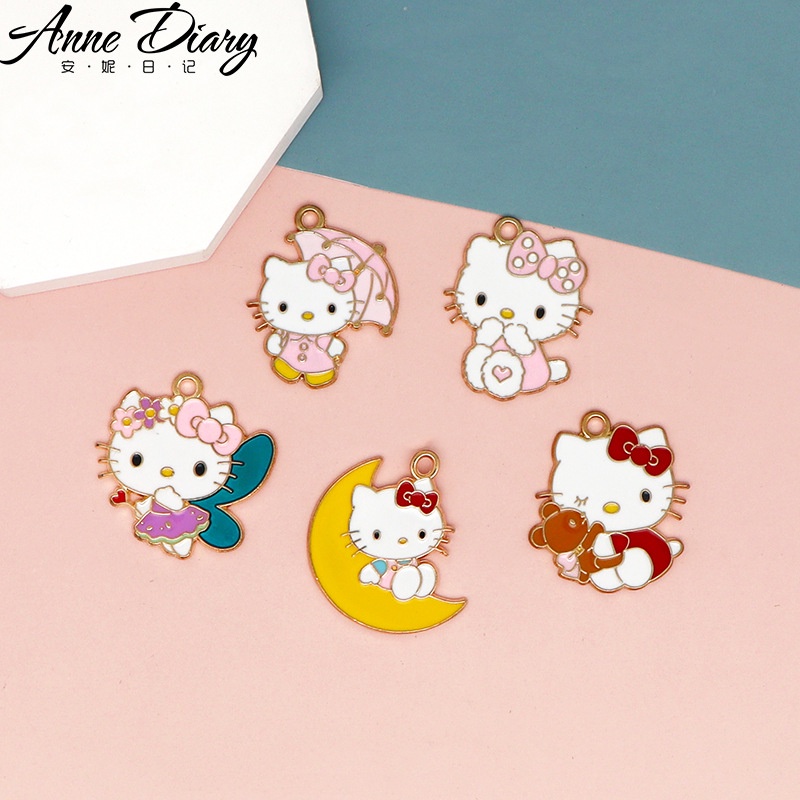 2 ชิ้น/ล็อตการ์ตูน Kitty Cat Bow เคลือบโลหะผสมเคลือบจี้อุปกรณ์เสริม Charms สําหรับผู้หญิง, Key Chain/ต่างหู/สร้อยคอจี้ Handmade DIY เครื่องประดับ ---047
