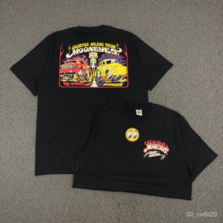 เสื้อยืดพรีเมี่ยมพรีเมี่ยมพิมพ์ลาย MOONEYES DRAG RACING ผ้านุ่มสวมใส่สบาย